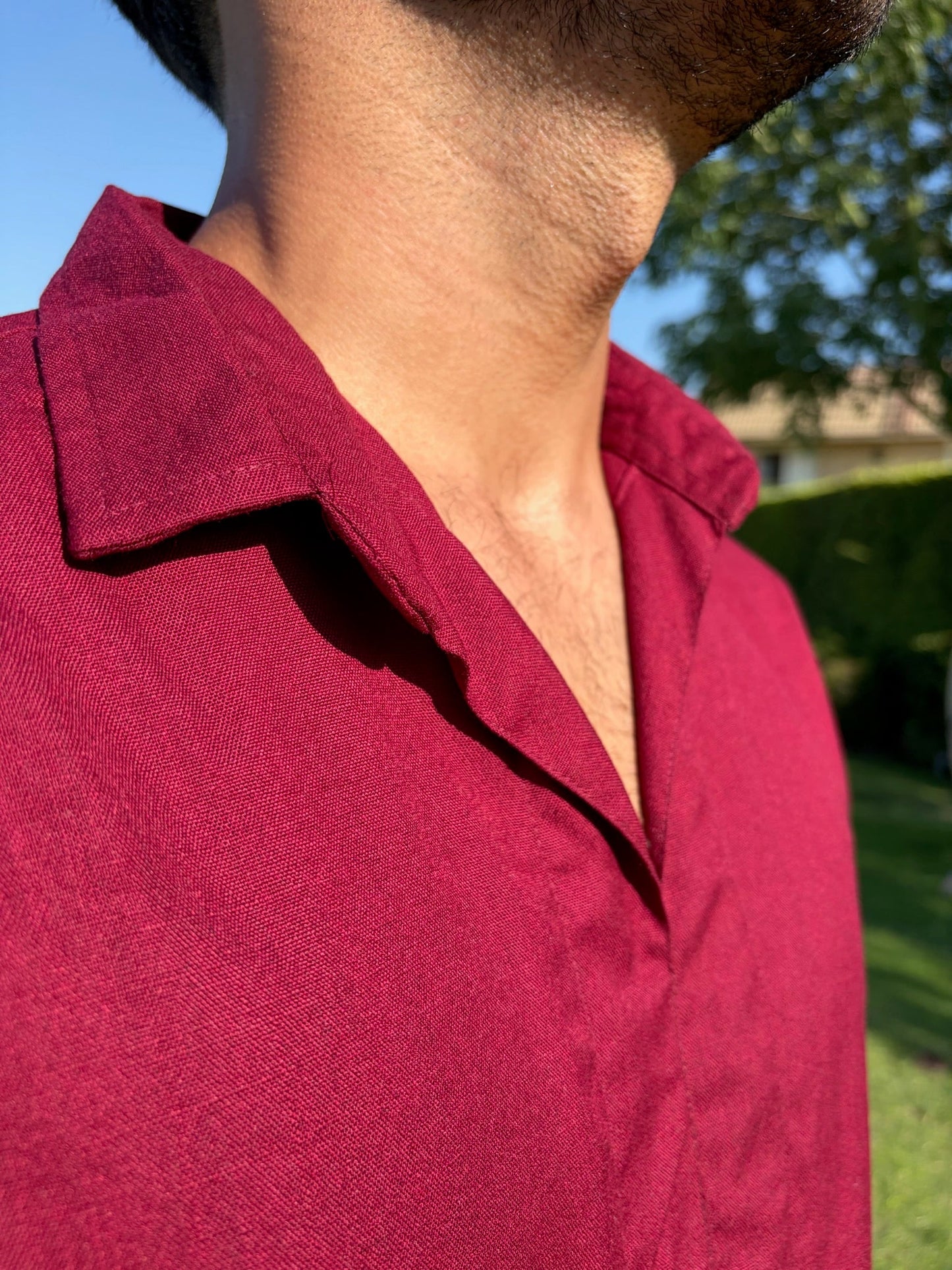 Burgundy Riviera Linen Shirt
