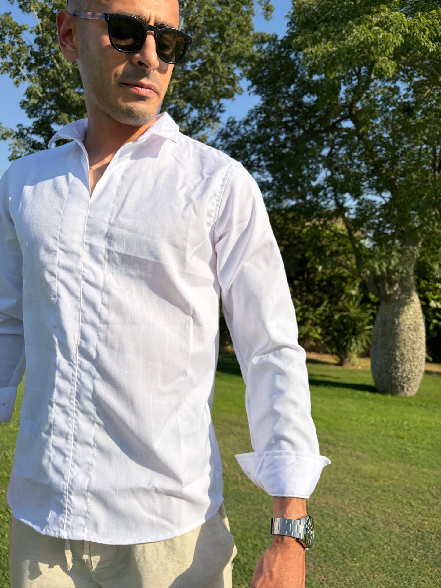 White Riviera Linen Shirt