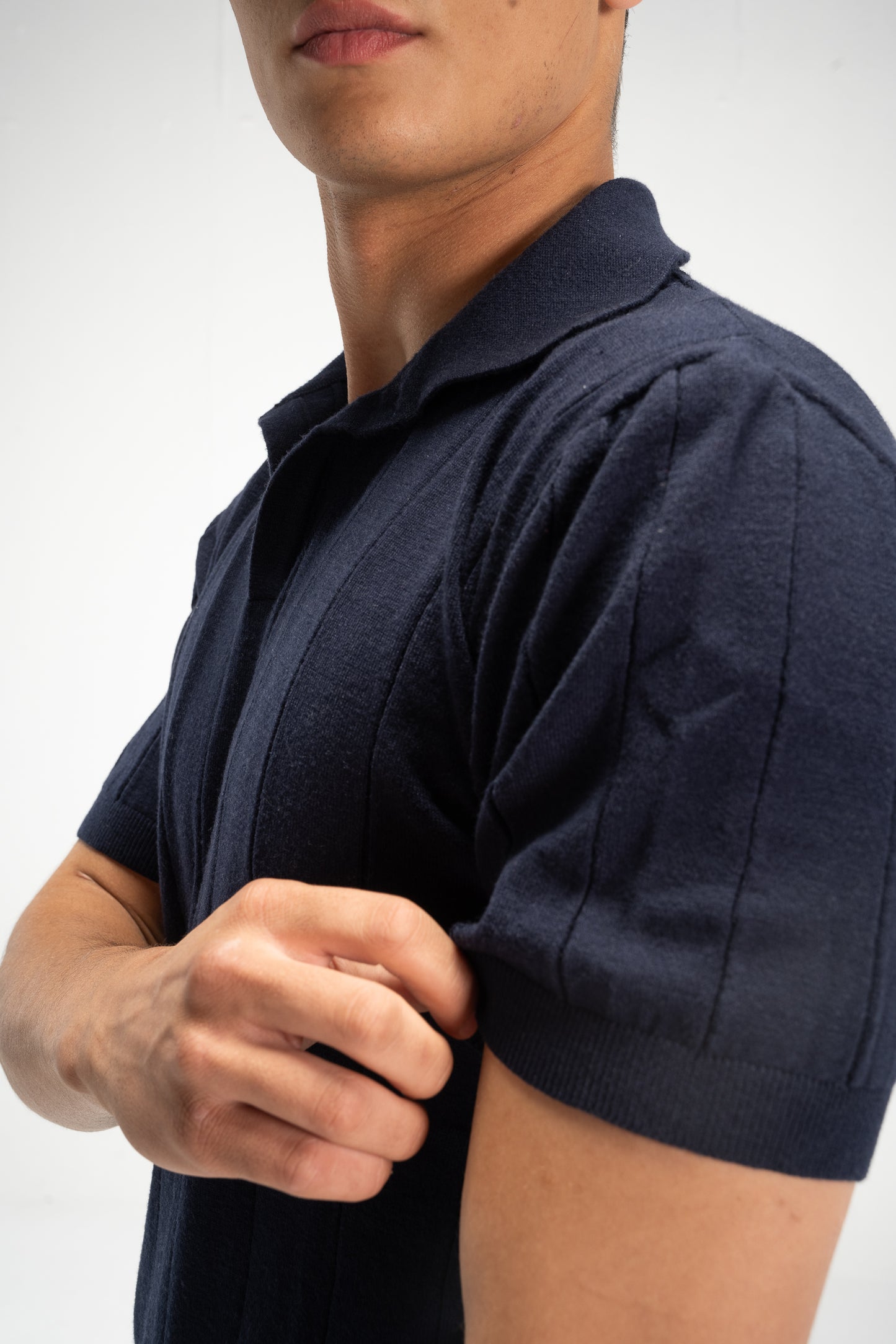 Blue Navy Knitted Polo T-shirt