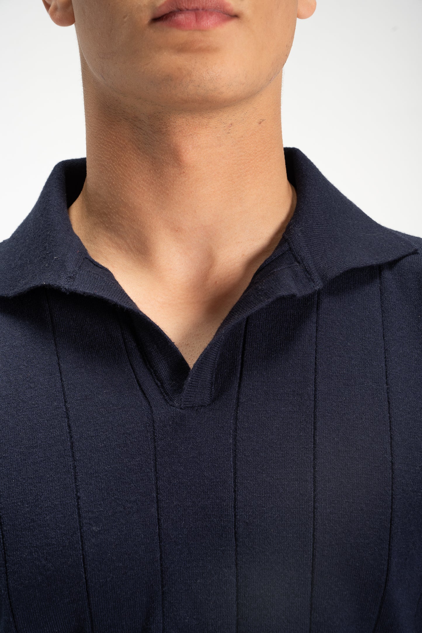 Blue Navy Knitted Polo T-shirt