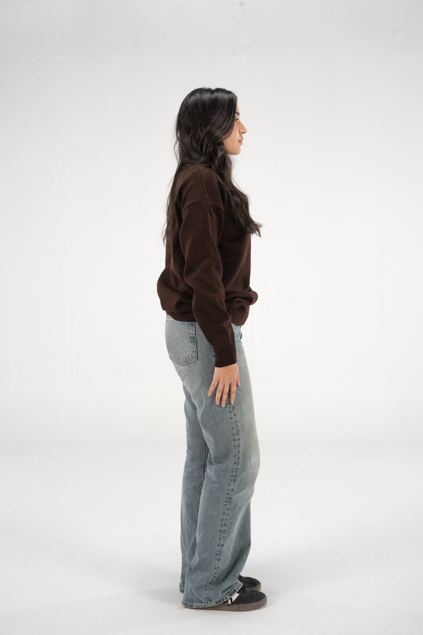 Brown Round Knitted Crewneck