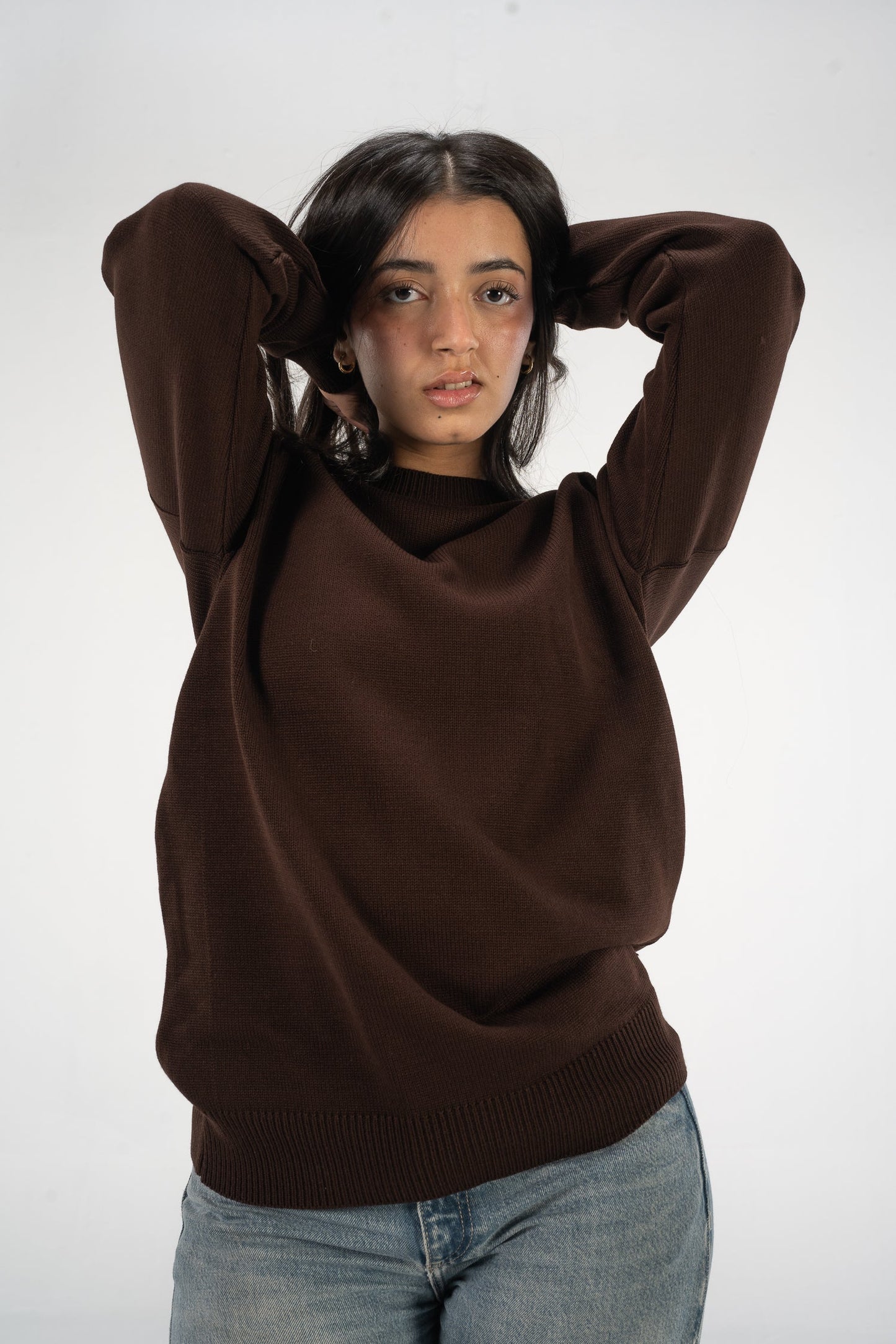 Grey Round Knitted Crewneck
