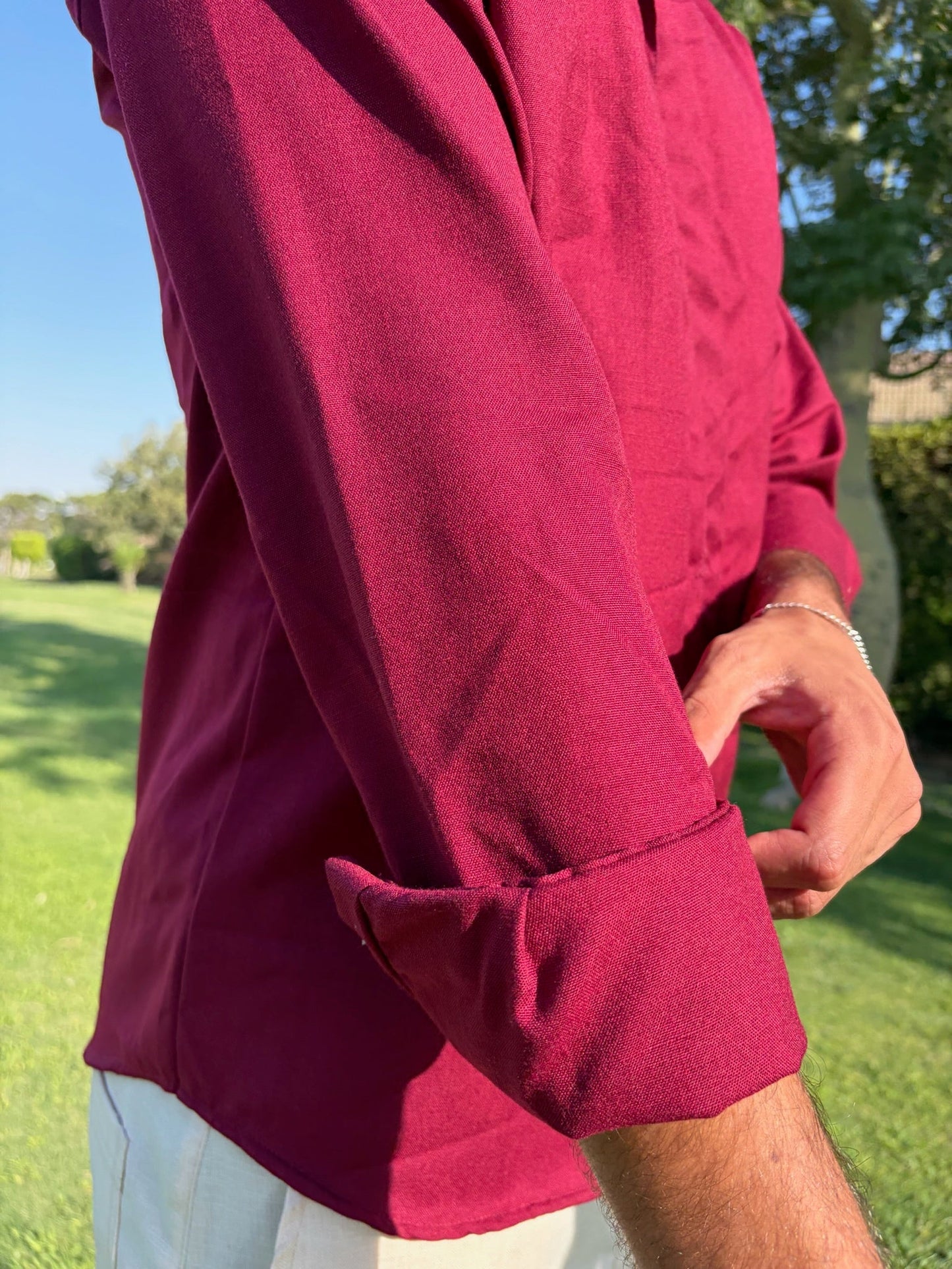 Burgundy Riviera Linen Shirt