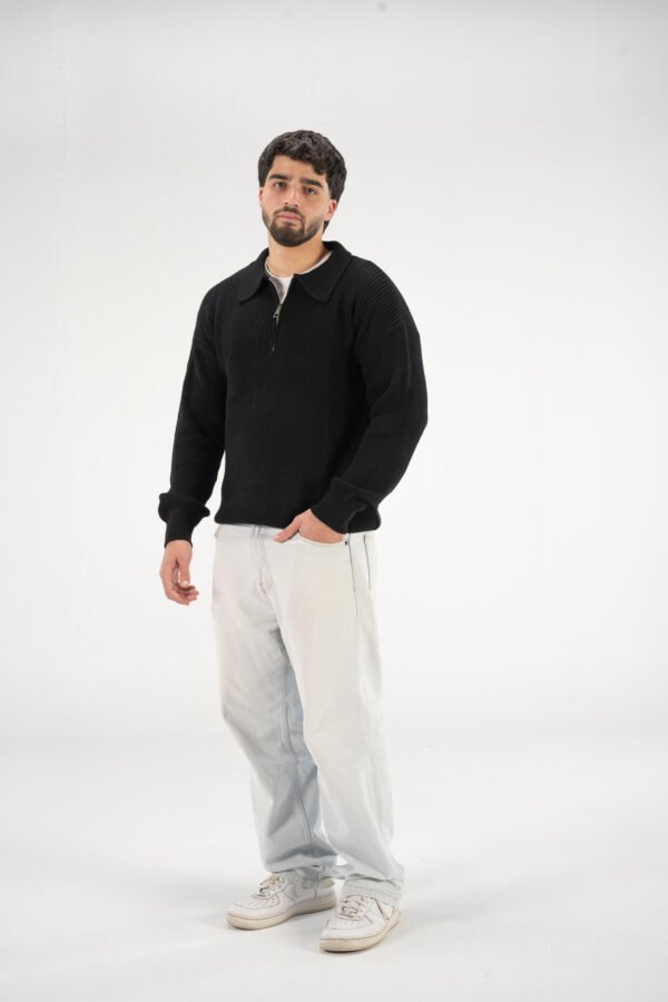 Black Knitted Quarter Zipper